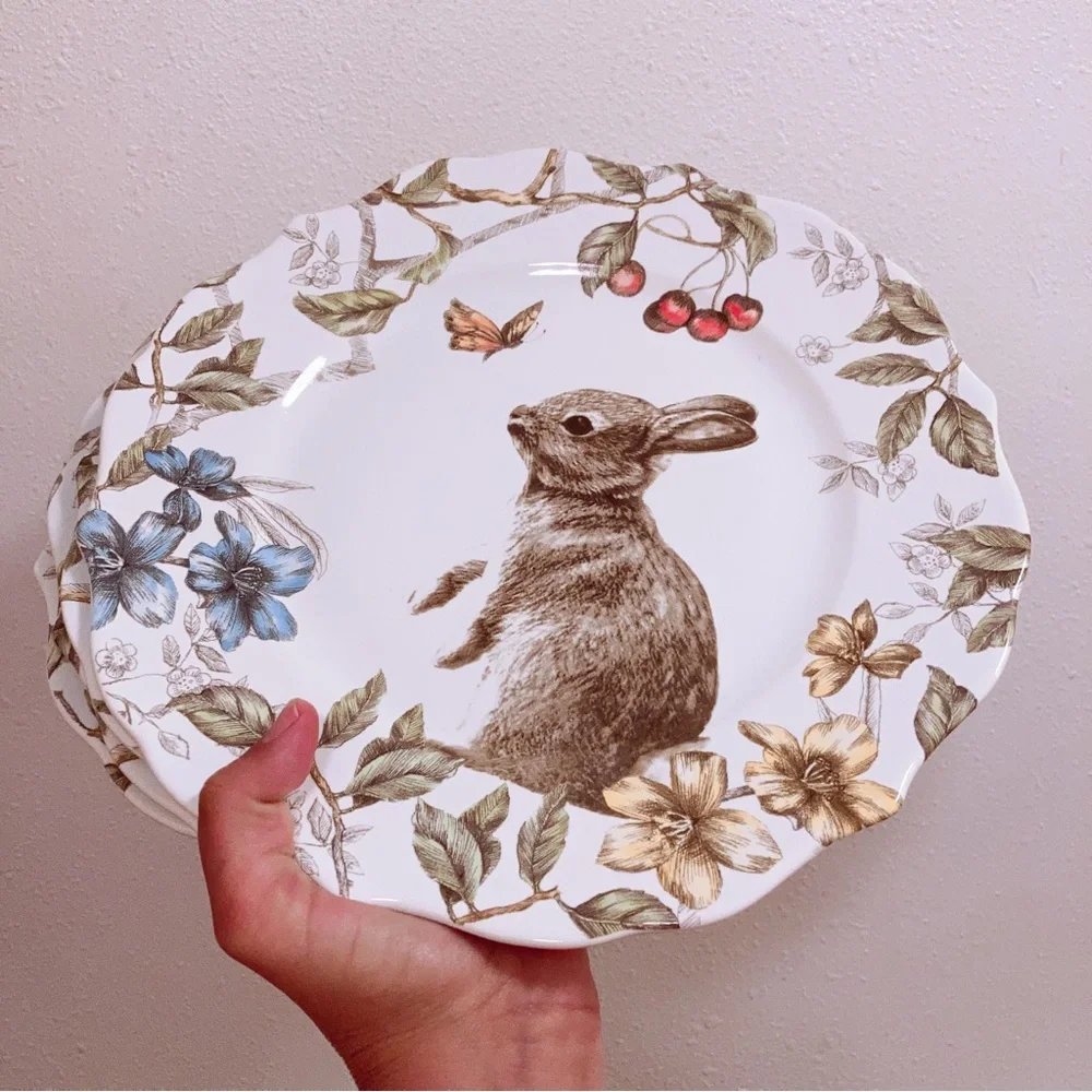 4 Sofie the Bunny by PIER 1 Dinner Plates Easter Rabbit Spring Beautiful!